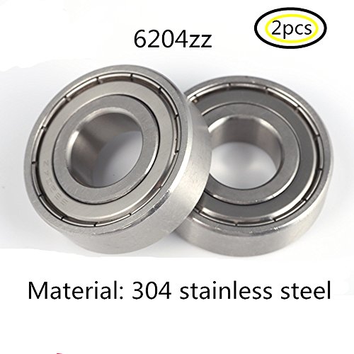 Preisvergleich Produktbild 304 Edelstahl 6204ZZ Abgeschirmte Industrie Rillenkugellager 20X47X14mm Radial Kugellager 2PCS (6204zz)