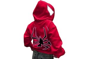 YINGKE Hombre Y2K Sudadera con Capucha y Cremallera Spider Grunge Vintage Pullover Mujer Oversized Gótico Harajuku Streetwear Halloween Sweatshirt