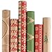 Produktbild RUSPEPA Christmas Geschenk Geschenkpapier - Brown Kraftpapier Mit Roten Und Grünen Muster Für Geschenk-Weihnachten Elements Collection-6 Roll-76Cm X 305Cm Pro Rolle