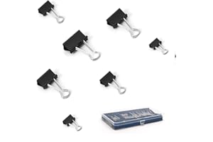 PAILEWEI 60 pièces Pince Papier Clips Métal,Pour la paperasse,Papier à lettre,Clip Fournitures de bureau, Pinces a Dessin,4 Tailles - Grand Moyen Petit 15mm 19mm 25mm 32mm (60 pièces)