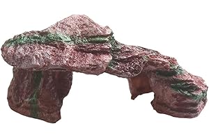 emours Reptile Cave Habitat Decor Turtle Bearded Dragon Geckos Basking Platform Resin Ramp Hide Out Aquarium,8.2 x 4.7 x 2.3 inch