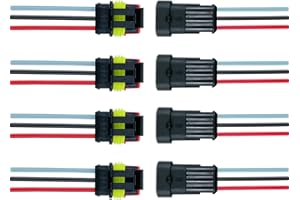 QitinDasen 4 Set 3 Polig Auto Wasserdichte Elektrische Steckverbinder, Versiegelte Wasserdichte Kabelverbinder Stecker Steckdose Kit mit 16 AWG Vorverdrahtet, für Auto LKW Boot