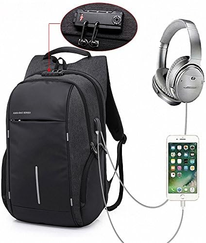 Business Laptop Backpack, Anti Theft Waterproof Travel Backpack with USB Charging Port &amp; Headphone interface for College Student,Fits Under 17-Inch Laptop Notebook