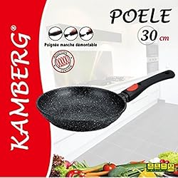 Kamberg - 0008024 - Poêle 30 cm - Manche Amovible - Fonte d'Aluminium - Revêtement type pierre - Tous feux dont induction - Sans PFOA