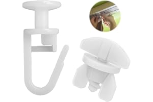YJSDDNTY Deslizadores para rieles de Cortina, 100x Ganchos para Cortinas + 6X Topes, Deslizadores Plegables para rieles de Cortina, rieles para Cortinas, Rollos de Cortina (Blanco)