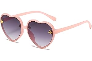 LOJUDI Heart Sunglasses Kids Girls - Boys Childrens Love Heart Shaped Sunglasses Trendy Cute for Age 3-10