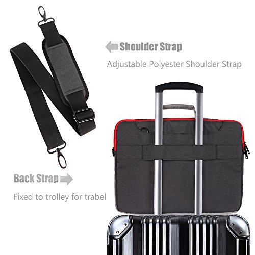 Ropch 17 17,3 Zoll Notebooktasche Umhängetasche Messenger Bag Laptop Tasche Schultertasche Schutzhülle Hülle Sleeve Case – Schwarz - 5