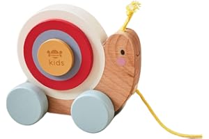 Just Bee Kids Wooden Snail Pull Along Toy | Toys For 1 Year Old Boys, Girls | Pastel Colours | Plastic-Free | Smooth Rounded Edges | 1st Birthday Gifts