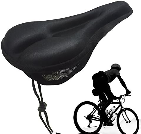 Gel Bike Seat Cover, Doubletwo Bike Saddle Cover Gel Bicycle Seat Padded Bike Cushion Saddle Cover for Mountain Bike Seats and Road Bike Saddles (Black)