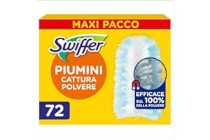 Swiffer Duster Piumini Catturapolvere, 72 Piumini, Cattura e Intrappola Polvere e Sporco, Raggiunge I Punti più Difficili della Casa, Maxi Formato, Scorta per 36 Mesi