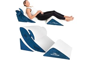 MKS 4-częściowy zestaw poduszek klinowych | 12 w 1 wielofunkcyjna konstrukcja z wyjmowaną i nadającą się do prania poszewką do spania i czytania