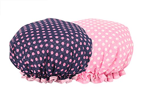 Moolecole donne pois doccia, impermeabile, doppio strato, da fascia elastica spa doccia cappello