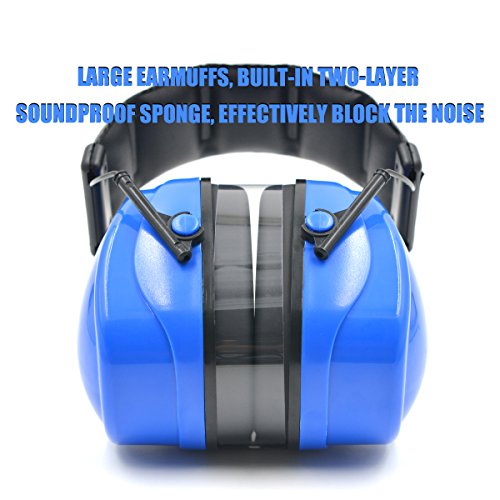 Toennesen Sicherheit Kapselgehörschützer Gehörschutz Ohrenschützer SNR 36db Ear Muffs Erwachsene für Schießen Konzert Feuerwerk mit verstellbarer Kopfbügel,faltbarem Design Blau - 4