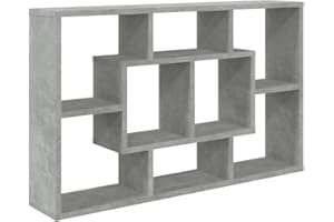 vidaXL Estantería de Pared Colgante Flotante Almacenamiento Espacio Decoración Artículos Diarios en Familia Contrachapada Gris Hormigón