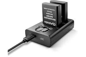 Onshida EN-EL14 EN-EL14a Kameraakkus, 2-Pack 1200mAh Batterie Ladegerät Ladeset für Nikon D5100 D5300 D5500 D3100 D5600 D3200 D3300 D5200 P7000 P7100 P7700 P7800 (Micro USB und USB-C Port)