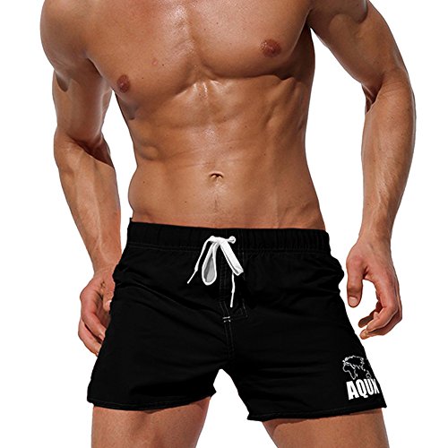 Fumei - Bañador para Hombre (Cordones, con Bolsillo), Color Liso Naranja Naranja XXL