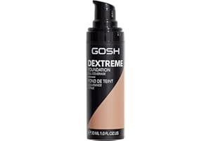 ‎GOSH GOSH Dextreme Full Coverage Foundation 30ml I flüssiges, feuchtigkeitsspendendes Make-up für makellosen Teint I veganes Gesichts-Makeup mit hoher Deckkraft I Pickel & Augenringe abdecken (004 Natural)