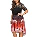 Produktbild Damen Weihnachten Kleid ,OverDose Asymmetrisch Damen Plus Size Weihnachten Swing Kleid V-Ausschnitt Rückenfrei Spitze Party Kleid Casual Dress(4XL,A-Rot)
