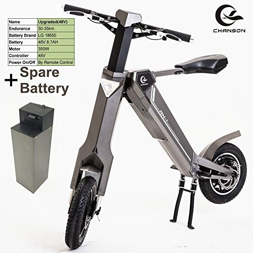 Portable Intelligent Folding Electric Bicycle,Use 350W Motor, 48V 8.7Ah Long Life Top Brand Lithium Battery,Aluminum Alloy Frame,Smart Automatic Foldable Scooter (Gray, Upgraded+1 Spare Battery)