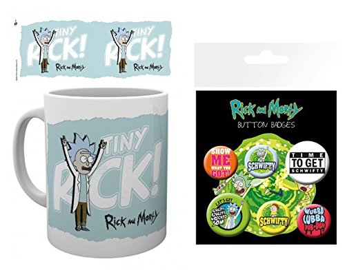 Set: Rick Y Morty, Tiny Rick, Pequeño Rick Taza Foto (9x8 cm) Y 1 Ric