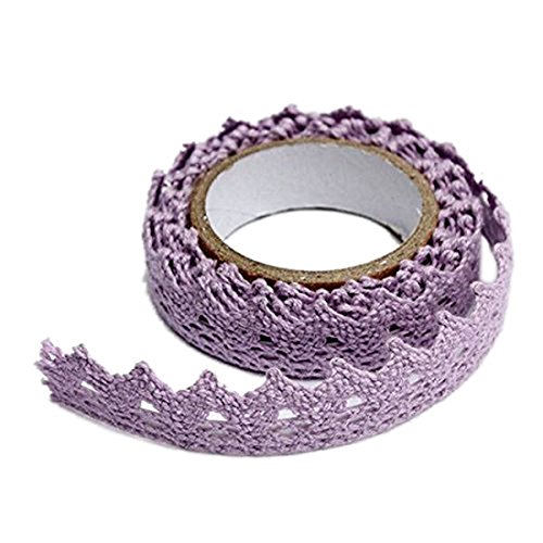 Dekoband – TOOGOO(R)1x Spitzenband Geschenkband Dekoband Selbstklebend Lace Deko Hochzeit Weihnachten DIY Dekoration Bilderrahmen Lila 1.8*170cm - 2