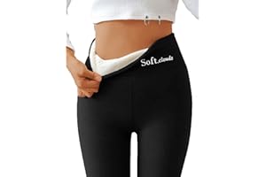YAEPOIP Soft Clouds Fleece Leggings for Women Winter, Casual Warm Winter Solid Pants (Black,M)