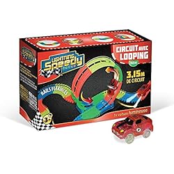 LIGHTNING SPEEDY Nouveau Circuit Looping Inédit Flexible, modulable avec 150 Rails luminescents et 1 SUV Lumineux - Vu à la TV