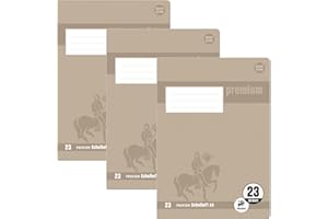 ‎STAUFEN Staufen Premium Schulheft - DIN A4, Lineatur 23 (5x9mm rautiert), 16 Blatt, 90g/m² Premium Papier, 5 Stück