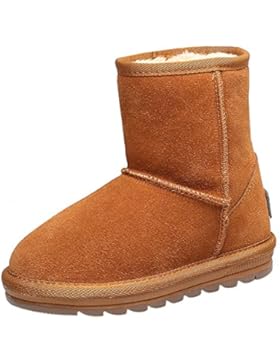 Rismart Mädchen Schick Mittelkalb Warm Fell Gefüttert Wildleder Schneestiefel Mit Rutschfest Gummi Außensohle...