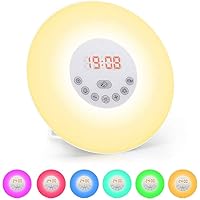 Lichtwecker, solawill Wake Up Licht mit FM Radio Digitaluhr Licht 6 natürlichen Sounds Snooze Funktion 6 Farbige 10…