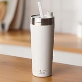 Deconox Gri Paslanmaz &Ccedil;elik Pipetli Termos Kupa - 660 ml B&uuml;y&uuml;k Boy (Venti) - Sıcak ve Soğuk Tutan Mug - Ara&ccedil; ve Ofis Tipi Bar