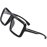 wilcractk Blue Light Glasses Square Black Oversized Unprescribed Unisex | Blue Light Filter, Ungraduated, Oversize Black Fram