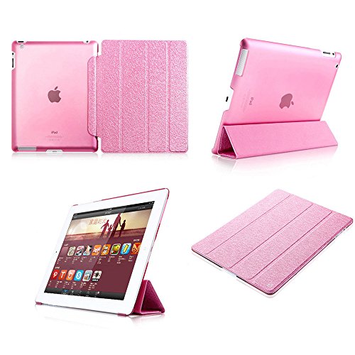 Ultra Dünn PU Leder Schutz Hülle für Apple iPad 6 / iPad Air 2 Tablet – Yihya Smart Cover Klappbar Ledertasche mit Auto Sleep / Wake Funktion Flip Case Schutzhülle + Displayschutzfolie + Stift – Rose - 4
