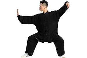 Daoba Unisexo Trajes Kung fu Artes Marciales Conjuntos de Uniformes - Tai Chi Ropa de Practica para Hombres Mujeres Manga Larga Tops y Pantalones Adecuado para Primavera Otoño e Invierno