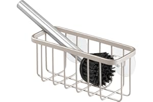 INTERDESIGN iDesign 84735 Gia Caddy, Dish Sponge Holder, Essential Kitchen Sink Organiser, Metal, Matte Silver