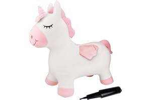 Lexibook, Licorne Sauteuse Gonflable, Pompe Manuelle Incluse, Plastique sécurisé et résistant - Housse Amovible et Lavable - Jeu d'extérieur et intérieur pour Filles, Rose, BGP050UNI