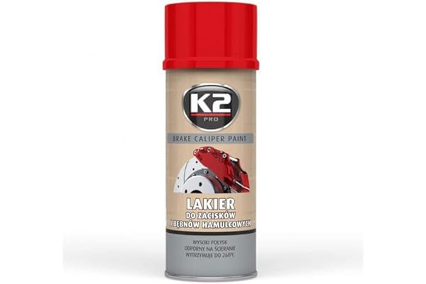 Peinture en spray 400 ml K2 Pro, pour étrier de frein, rouge haute brillance, résistant à la chaleur à 260 °C