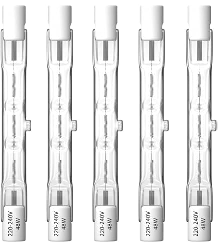 Ampoules Halogènes R7S 78mm 48W Dimmables - Lot De 5 - Blanc Chaud 2700K, éclairage Instantané !