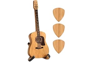 YXRRVING Gitarrenplektrumbox aus Holz mit Ständer, 3 einzigartige Gitarrenplektren, Gitarrenplektren-Halter, Musiker-Gravur, Holz-Plektrum-Etui, Akustikgitarren-Box für E-Bass, Gitarre,