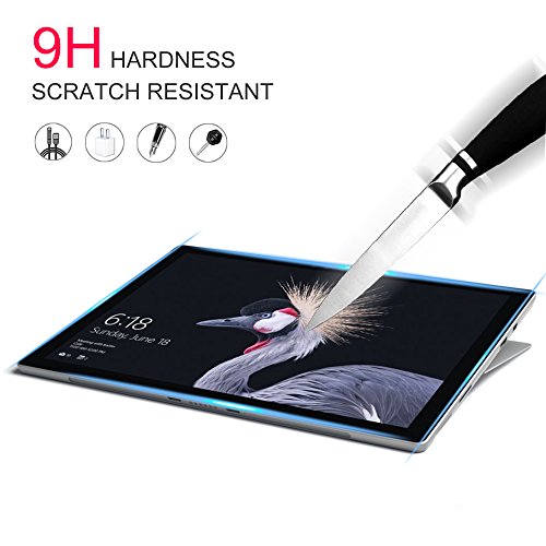 IVSO New Surface Pro Displayschutz, 9H Hardness aus, Klar Anti-Kratz, Glas Folie Schutzfolie Glas Panzerfolie Displayschutzfolie Für New Microsoft Surface Pro (12,3 Zoll) 2017, (1 Packungen x) - 5