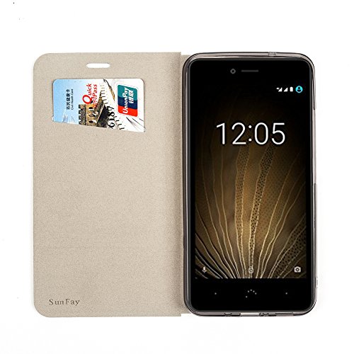 Funda BQ Aquaris X5 Plus  SunFay Cartera Carcasa Flip Folio Caja Piel PU Suave Super Delgado Estilo Libro Soporte Plegable para BQ Aquaris X5 Plus - Azul