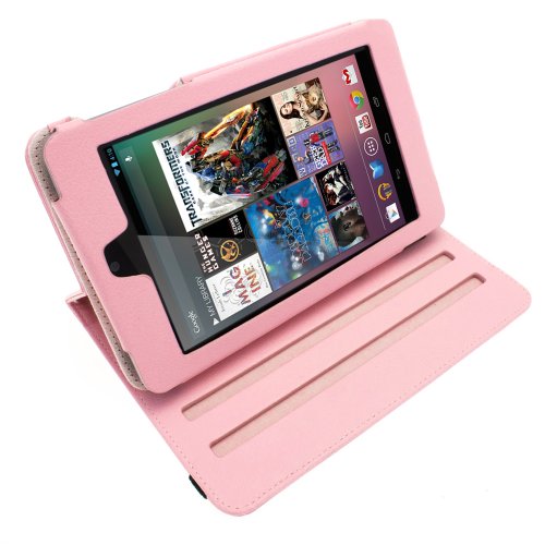 igadgitz Pink Rosa 360° Rotierende Abnehmbare PU Leder Tasche Schutz Hülle Schutzhülle Ledertasche Lederetui Etui Case Cover für Google Nexus 7 2012 1.Generation Android 4.1 Tablet 8GB 16GB. Mit Sleep/Wake Funktion + Display Schutzfolie (Nicht geeignet für 2. Generation veröffentlicht am August 2013) - 3