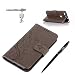 Produktbild Google Pixel XL Hülle, Google Pixel XL Schutzhülle, Alfort 3 in 1 Lederhülle Fashion Design Premium PU Leder Hohe Qualität Tasche Case Cover Kasten Abdeckung Wallet für Google Pixel XL 5.5" Smartphone Funktion Standfunktion Unterstützte Telefone und Magnetverschluss mit Schmetterling ( Grau ) + Alfort Schwarz Stylus Pen + Netter Staub Stecker