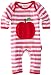 Toby Tiger Baby-Girls Organic Cotton Pink Apple Applique Sleepsuit Romper, Pink, 3-6 Months
