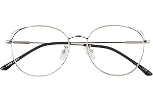 LINVO Fashion Fake Glasses Metal Cat Eye Frame Clear Lens Glasses for Women UV400 Protection