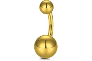 AceFun Kolczyk do pępka sztangi tytanowe srebro złoto 6 mm 8 mm 10 mm 12 mm 14 mm 16 mm 14 G pręt do brzucha solidny G23 gładkie podwójne kulki pępek pręt CZ pierścień sztanga piercing biżuteria 1