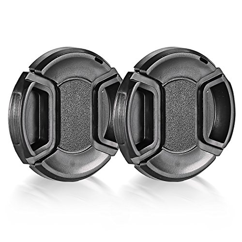 Neewer Set Bouchon d objectif pour Nikon D3200  D3100  D3000  D5200  D5100  D5000  D90  D80  D60  D40  Appareil photo reflex num  rique  Kit contient     2  x de 52  mm Centre Pinch Bouchon d objectif   2  x Bouchon d objectif Lin   1  x Chiffon de nettoyage Microfibre