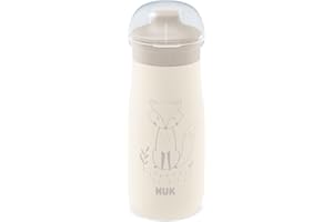 Gobelet NUK Mini-Me pour bébé | 9+ mois | 300 ml | Biberon pour enfant en acier inoxydable | Bec renforcé anti-fuites | Résistant aux chocs | Renard beige