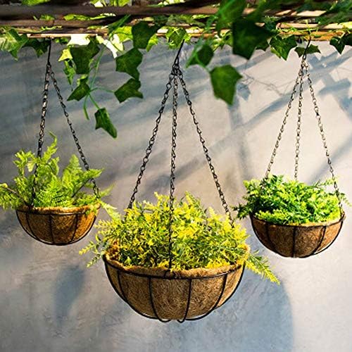 BESTEU Hanging Pots Flower Basket Plant Growers Holder Indoor Outdoor Garden Porch Decoration