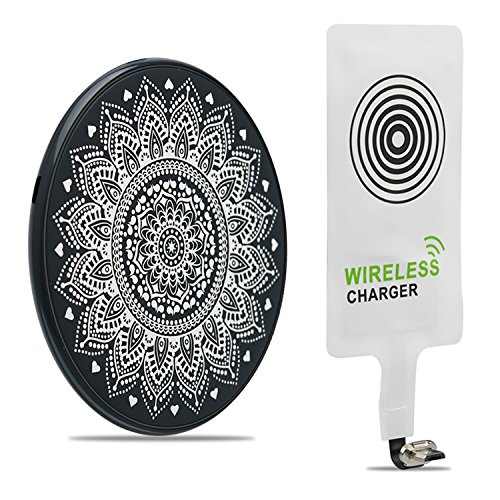 ZXK CO Totem Bildserie Drahtlose Qi Ladegerät Ultra Dünn Qi Wireless Charger Induktive Ladestation für Samsung Galaxy S6, S6 Edge, Note 5, Nexus 7 2nd Gen, Nexus 4/5/6, LG Optimus Vu2/G2/G3, Nokia Lumia 920/1020/928, Nexus 5 und Andere Qi-fähige Handys und Tablets- Inbegriffen Universal Qi Receiver
